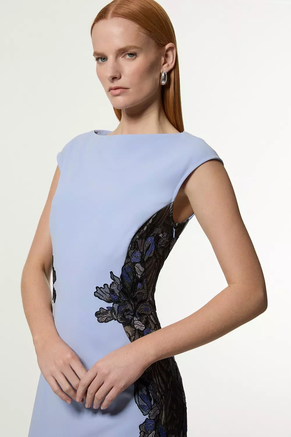 Tall Lace Applique Contrast Sleeveless Tailored Maxi Dress